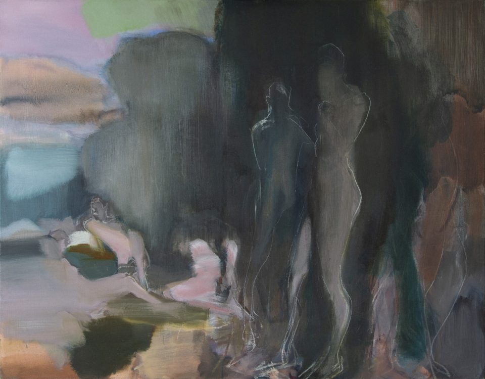 En attendant, huile sur toile, 114 x 146 cm