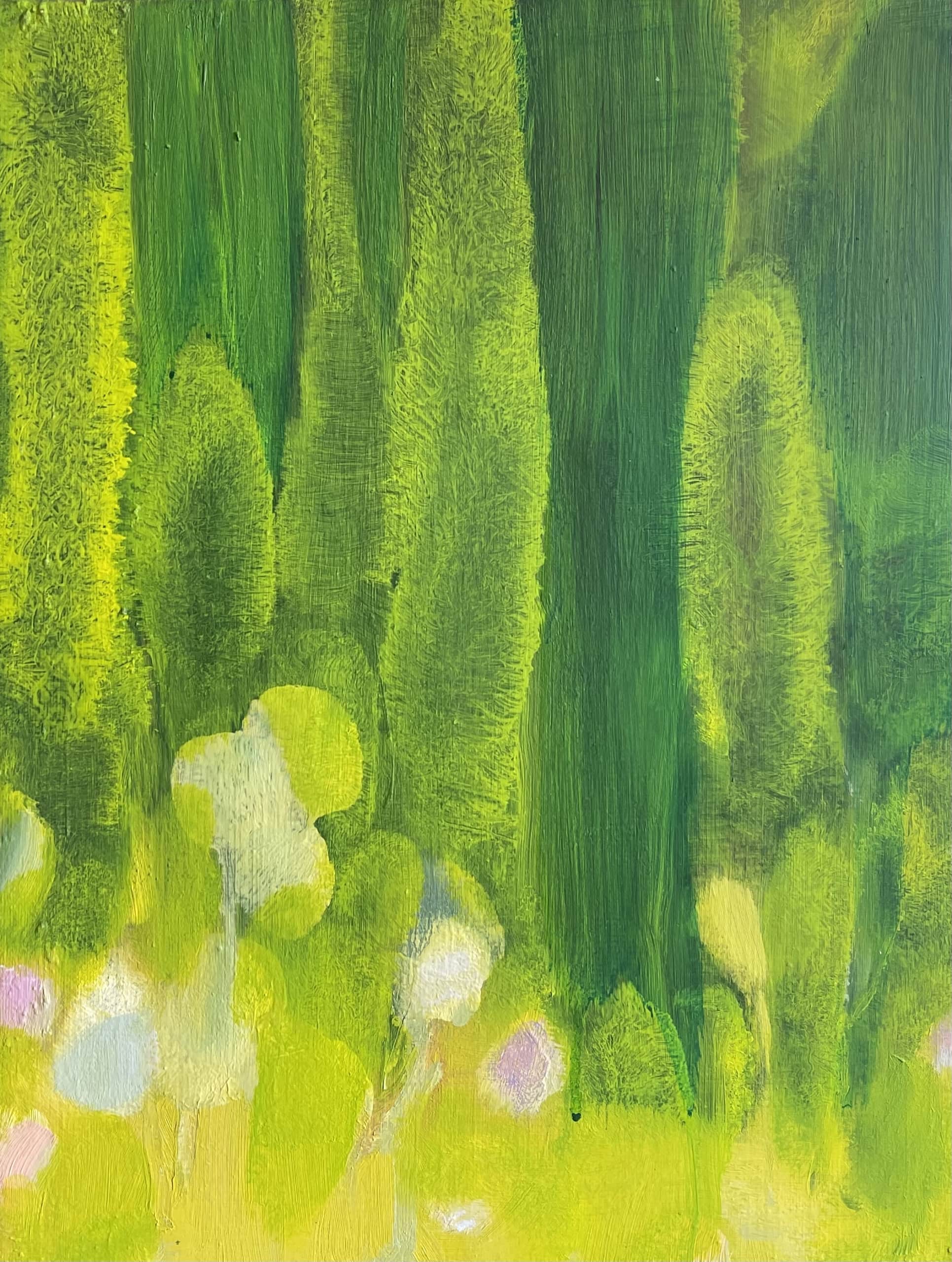 Jardin anglais, huile sur toile, 35 x 27 cm